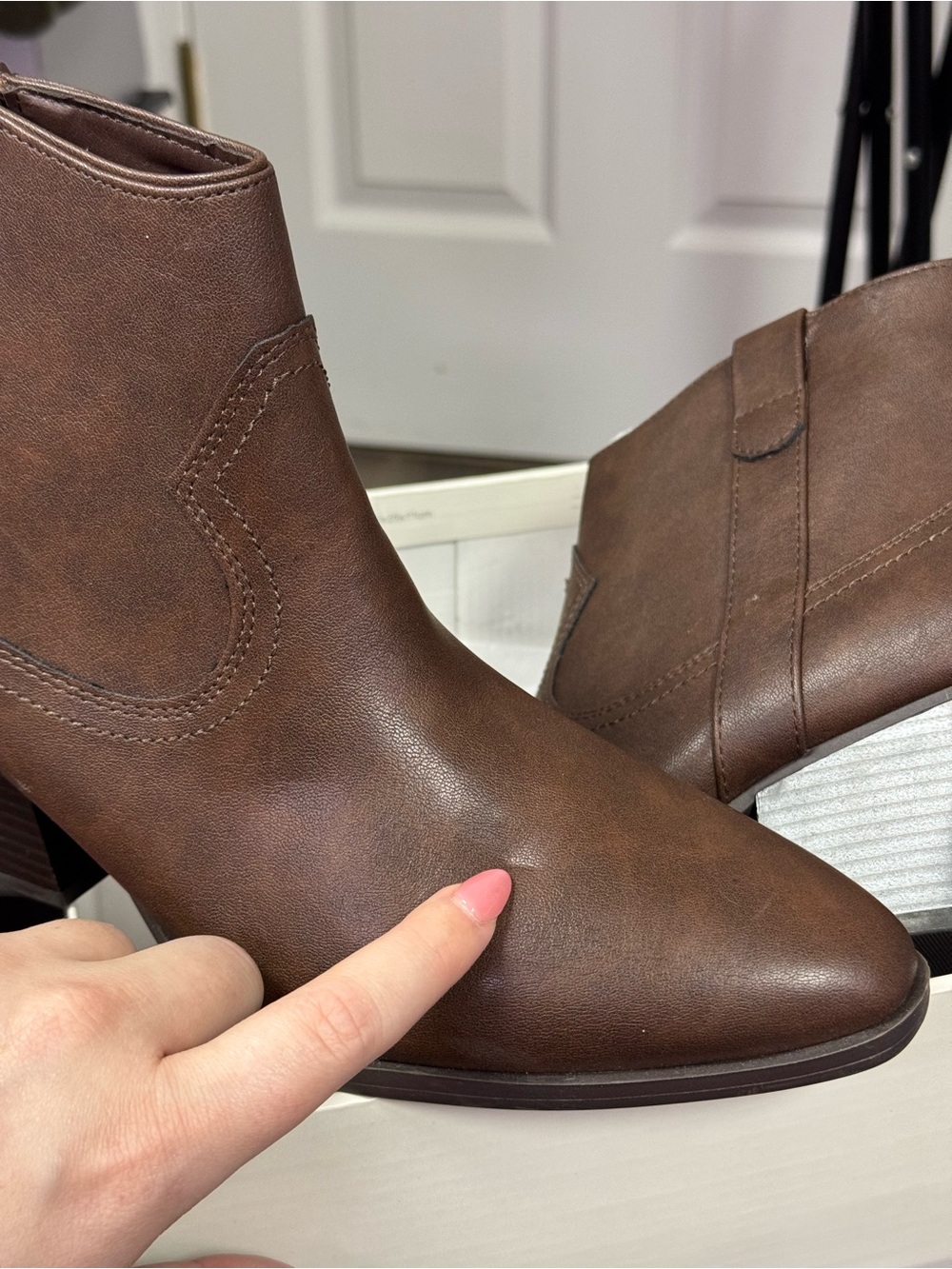 STYLE & CO Cowboy Western Boots Size 11 Brown Faux Leather Macy's NEW $80 msrp - Picture 8 of 12